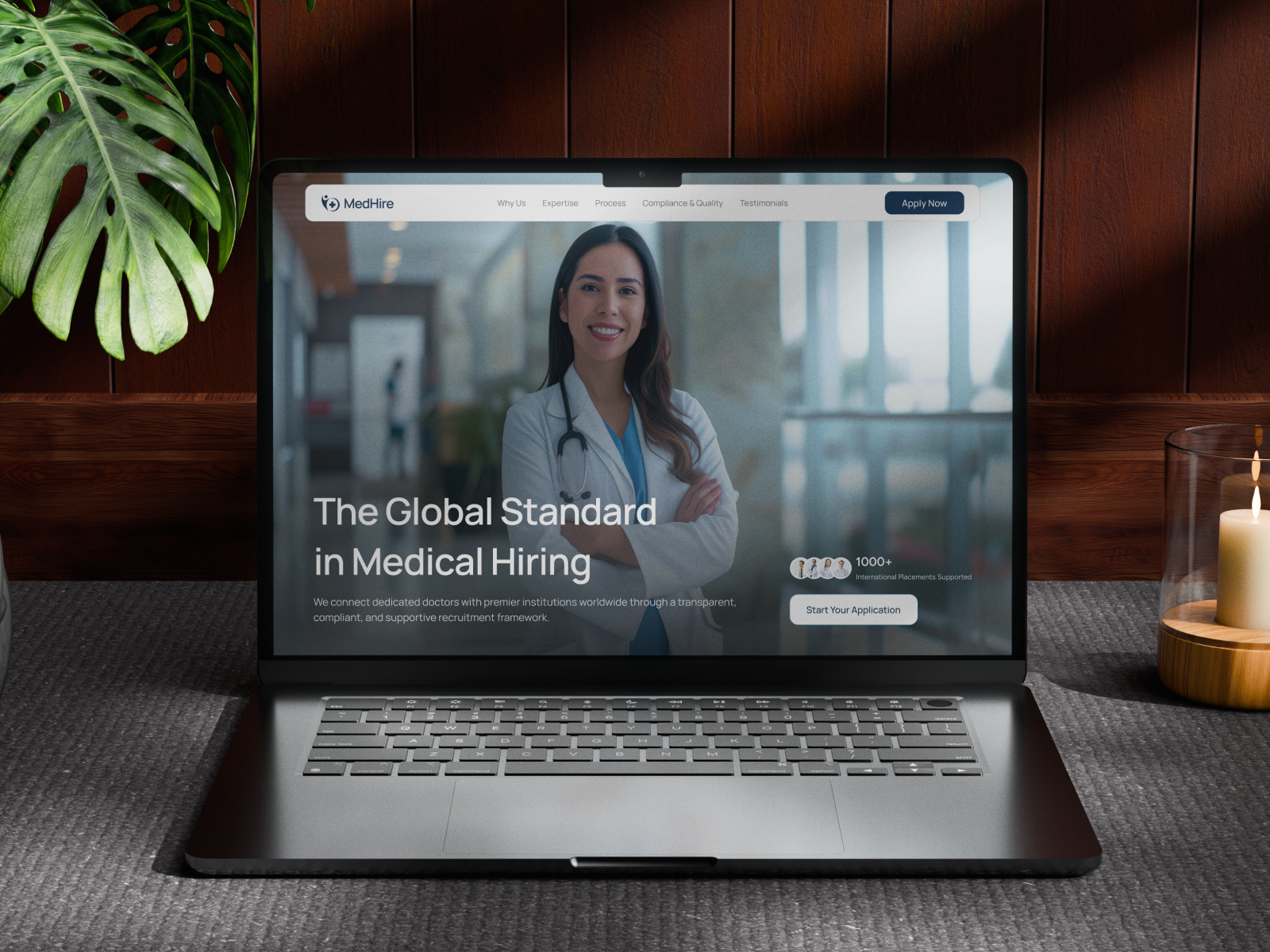 MedHire — Global Medical Recruitment Landing Page b2b career healthcare healthcare talent hire hiring hospital hospital management hr landing page human resource job board job portal landing page medical recruitment modern talent ui design ux design web design website