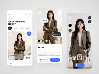 Veera - Smart Outfit Virtual Mobile App ai appdesign clothing ecommerce fashion fintech ios lifestyle marketplace minimal mobileapp modern outfit productdesign shopping styling ui ux virtualtryon