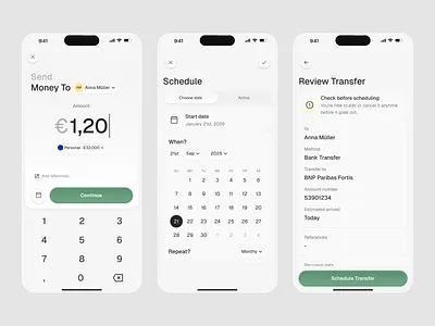 Schedule Payment - Finance App apps banking clarity clean finance fintech interface mobile modern neo banking product design saas ui uidesign uiux