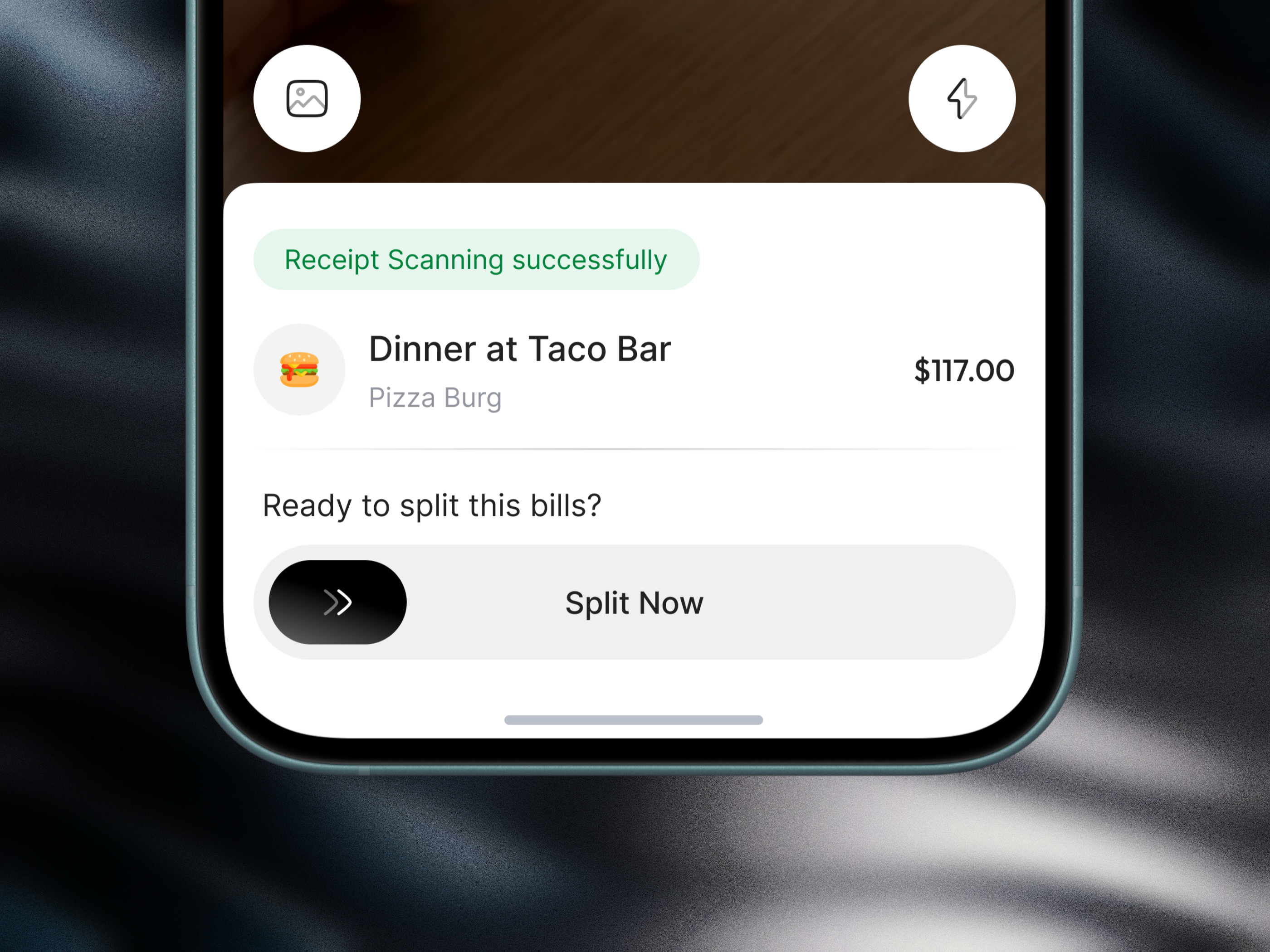 Receipt Scan Screen UI - Smart Bill Splitting Experience designconcept fintechui mobileappdesign productdesign scanui uiuxdesign uxcasestudy