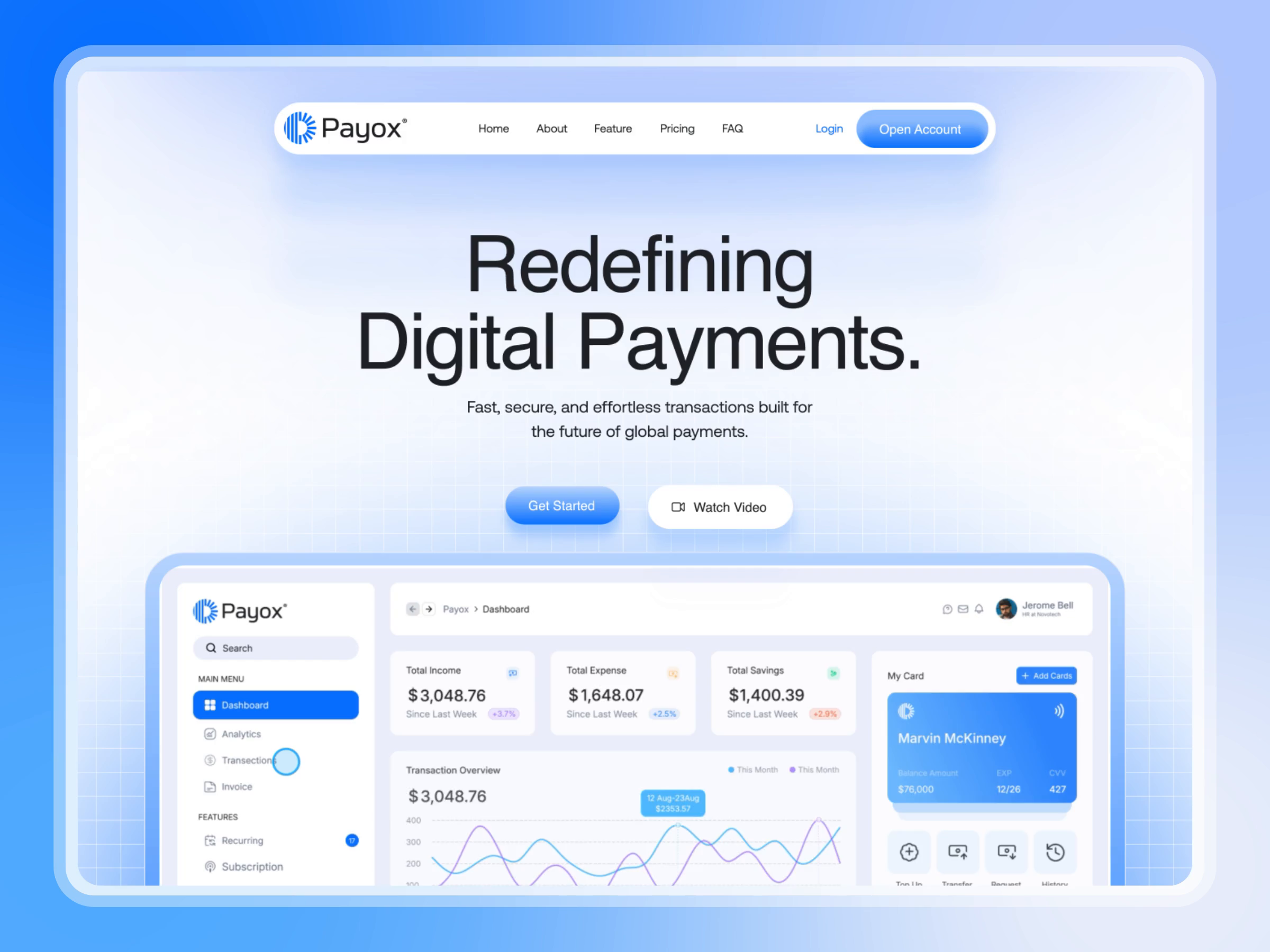 Example of Payox – Landing Page Design for Fintech Platform