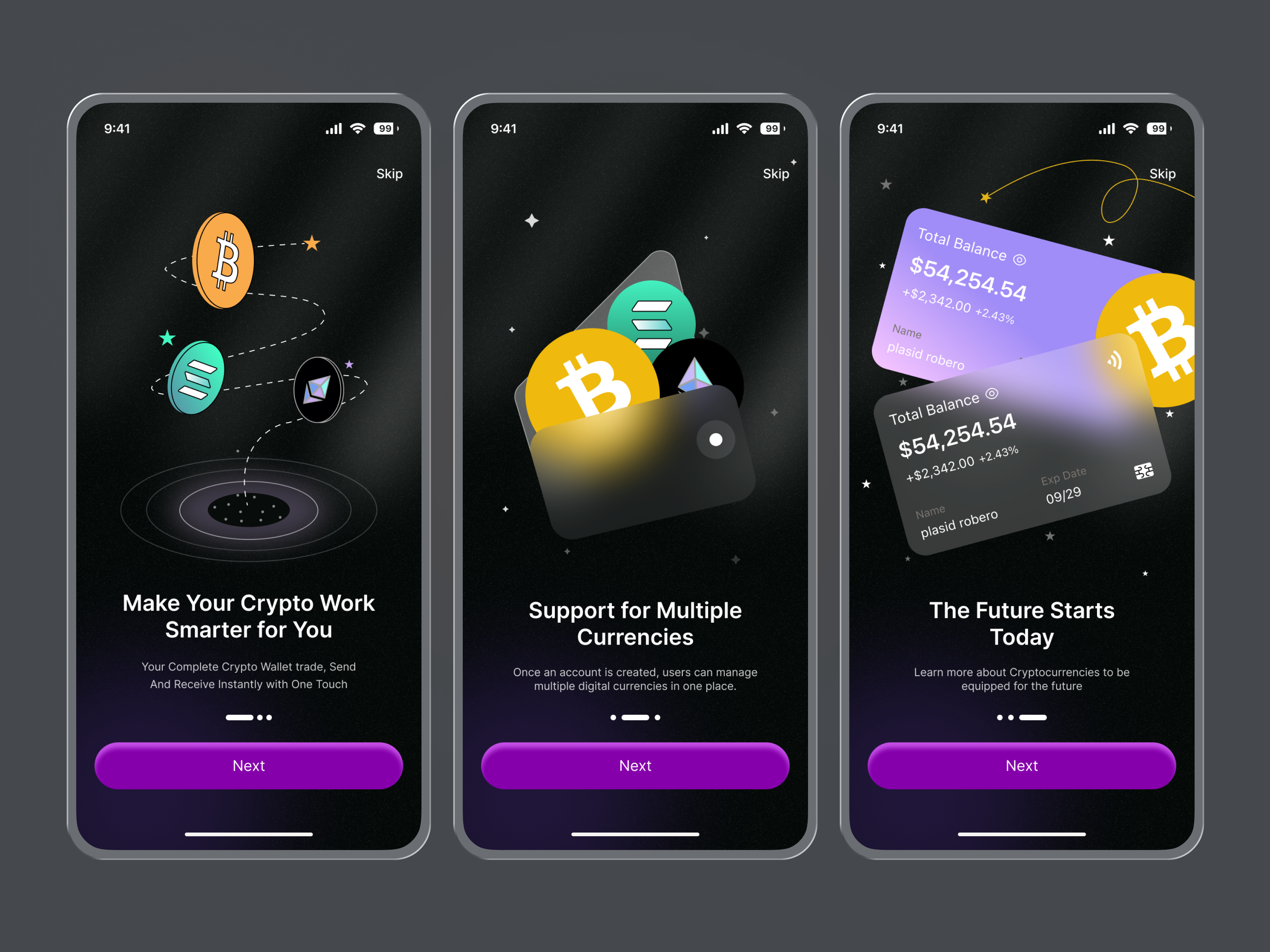 Web3 Crypto Finance App blockchain blockchain wallet mobile app crypto app crypto trading wallet app crypto wallet crypto wallet app crypto wallet mobile defi fintech fintech crypto app onboarding ui future of crypto mobile app web3
