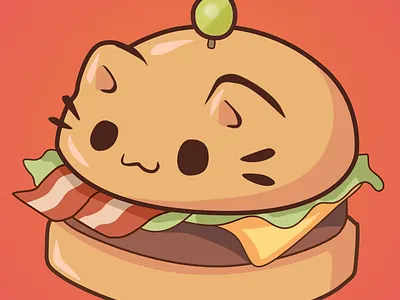 Kitty Kawaii Burger cats design digital illustration flat france graphic design illustration kawaii kids kids book kitten vector