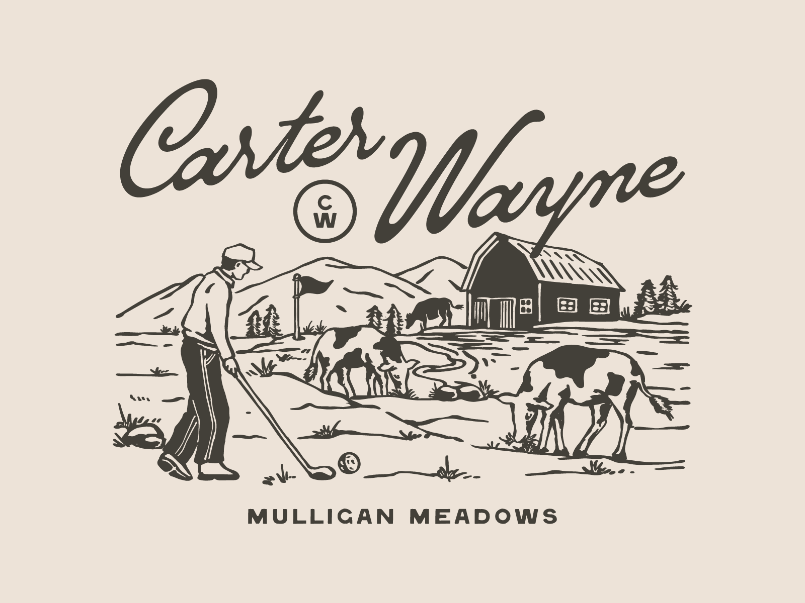 Carter Wayne Golf - Unused Concept apparel badge branding design distressed farms golf graphic design hand drawn illustration logo nature retro sport vector vintage vintage illustration