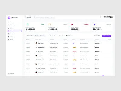 EstateFlow — Smart Property Payments, Simplified app dashboard finance fintech graphic design mobile app modern ui uiux ux