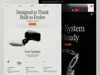 Korvex.ai - AI Auto Manufacturing Service Landing Page Website ai artificial intelligence engineering factory home page industry landing page machinery manufacturing modern production ui ux web web design website website design