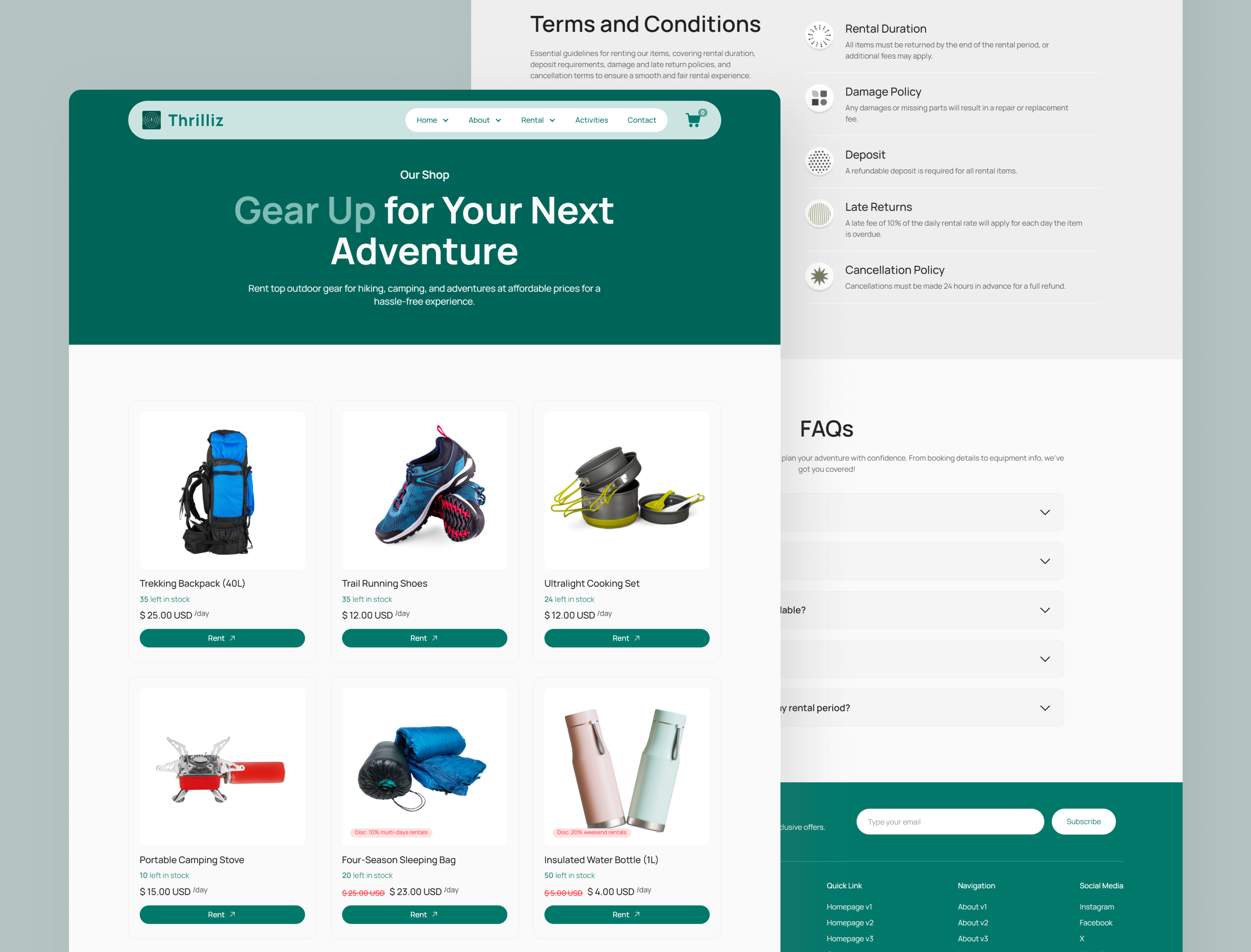 Thrilliz Rental V3 Page – Hiking & Outdoor Activities Webflow adventure hiking modern website nature no code outdoor rental responsive tourism travel website ui design ui inspiration ui showcase ui trends uiux ux design web design webflow