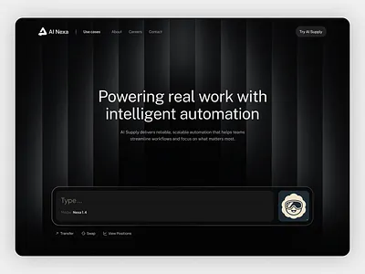 AI Nexa - Automation Platform Landing Page Design ai technology automation platform dark theme dribbble landing page design saas design tech platform ui design web design website interface