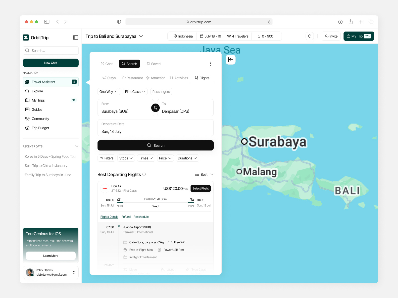 Example of Ai For Trip Planner Web App (UI UX)
