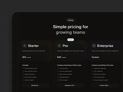 Urban Sound pricing dark design layo page pricing product saas ui ux website