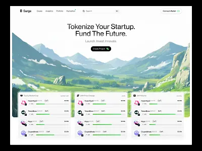 Surdge. Tokenize Your Startup ai clean crypto defi design finance web3 website website design