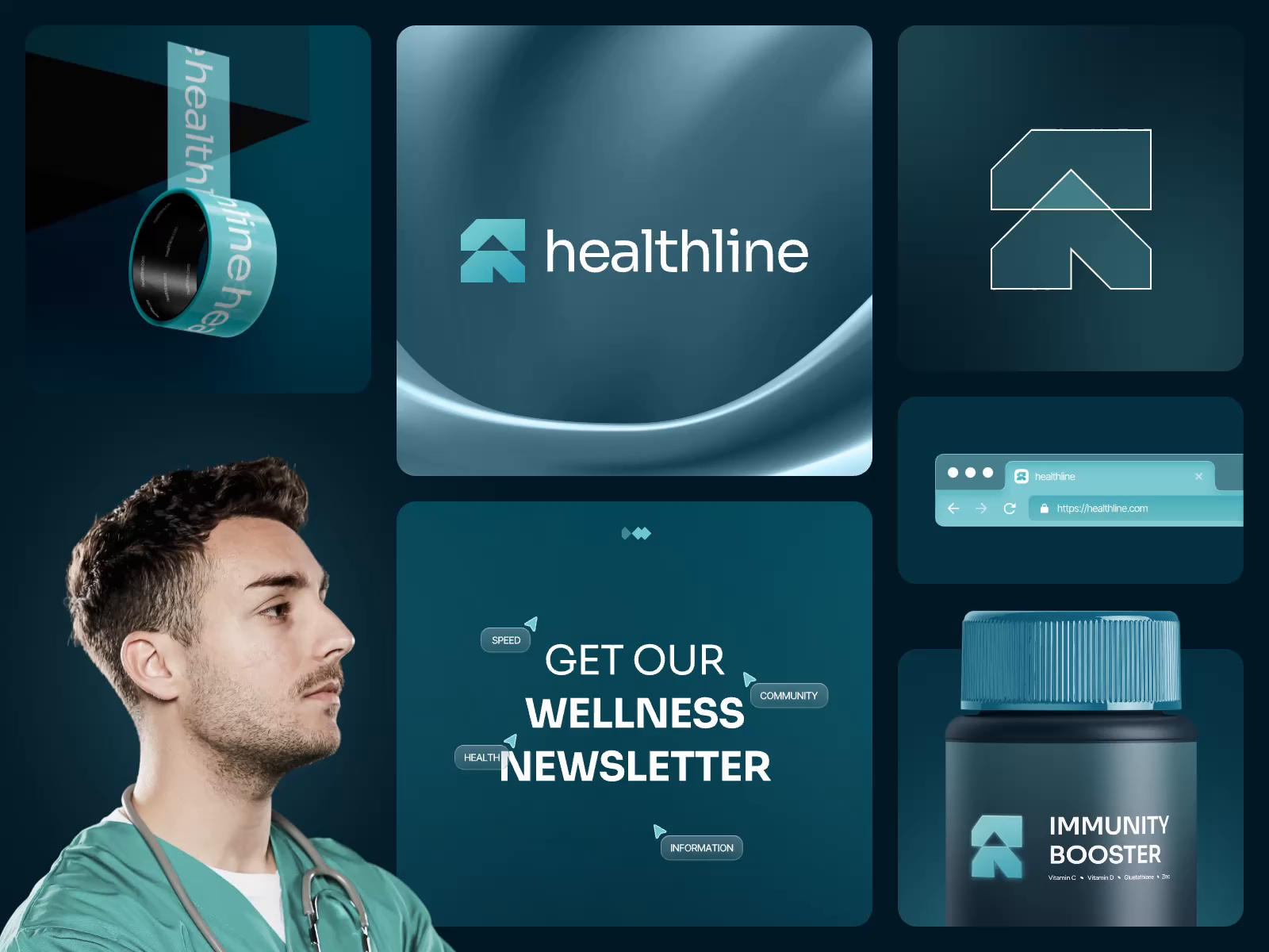 Example of Healthline — Digital Healthcare Media Platform Logo & Branding