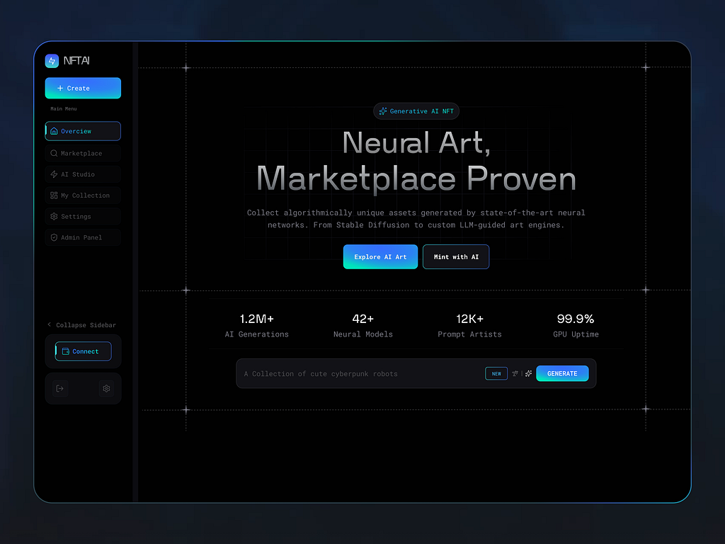 Generative AI NFT Marketplace & Creation Dashboard UI by Arafat UIX on ...