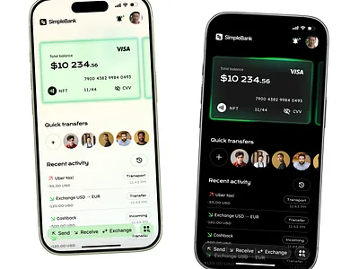 Fintech UI concept application bank dark fintech light minimal ui