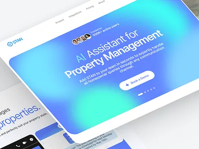 Stan | AI Assistant for property management 🤖 ai ai assistant cta header hero section home page landing page logo property real estate redesign ui design uiux ux visual website design