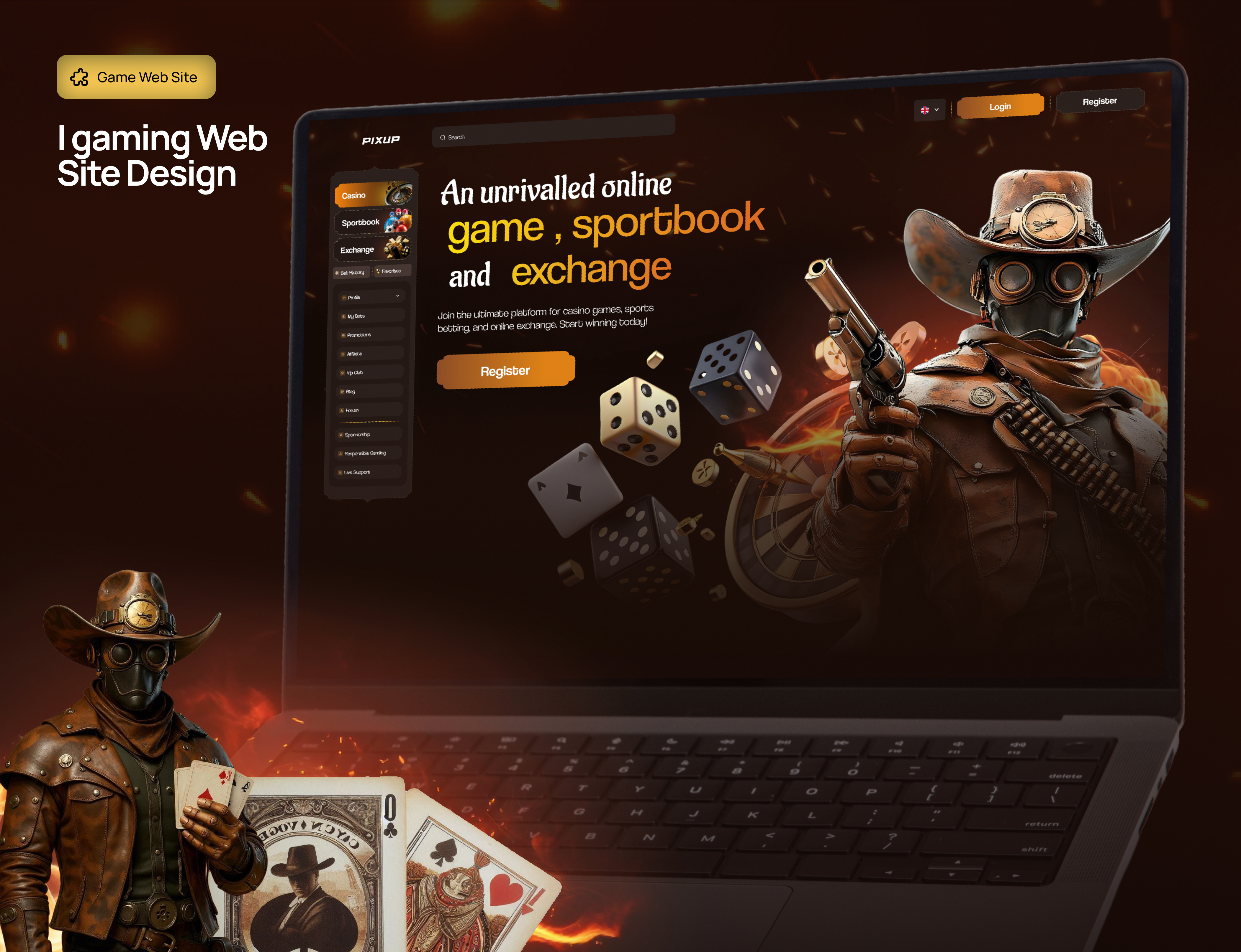 Igaming Casino Web Ui Design compnent covboy cowboy figma game igame landingpage theme userinterface war web