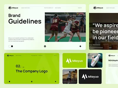 Mlayuo - Sport Brand Guidelines brand book brand guide brand identity branding clean design design guideline digital gym illustration logo marketing mockup padel pitch deck presentation sport style guide template ui