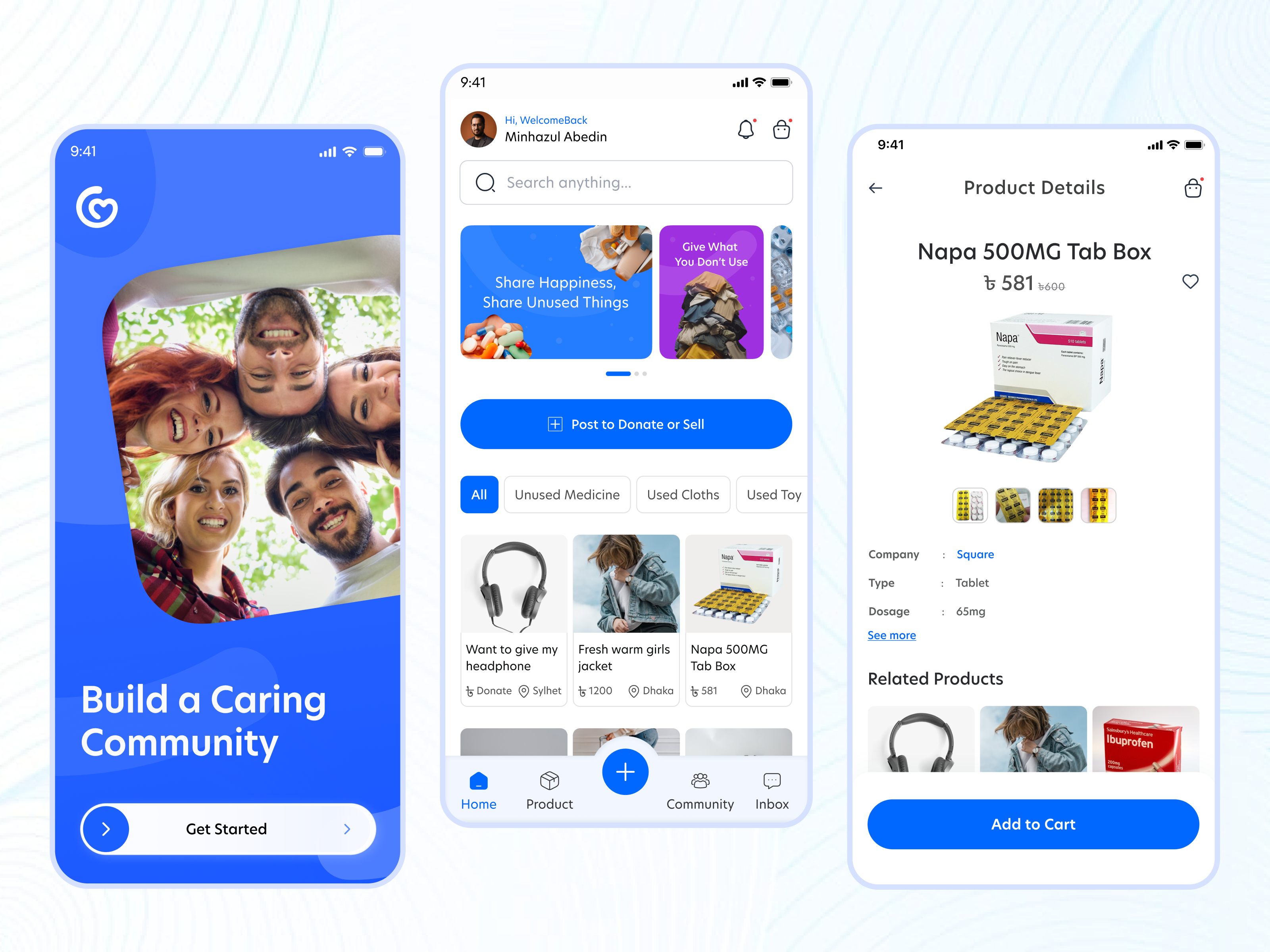 CareBox — Designing a Mobile Experience for Sharing Unused Essen app figma health tech ios design ios designer minimal mobile app mobile app design modern ui mvp designer onboarding product design ui ui ux ux