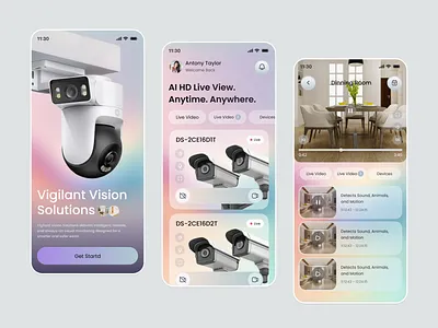 Live Camera Monitoring App UI app app design app interface app ui design home improvement home security ios app iosmobile app mobile mobile app ui mobile ui mobile ui design mpbile app product design real time data real time monitoring security systems smart home 3d ui ux