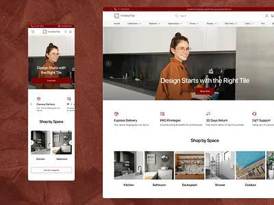 Premium Tile & Interior E-Commerce UI/UX | Mobile-First Design catalog catalogdesign cleanui ecommerce figmadesign interiorui marketplaceui mobilefirst modernui productcatalog responsiveui tiledesign tilestore ui uidesign ux uxdesign web webdesign website