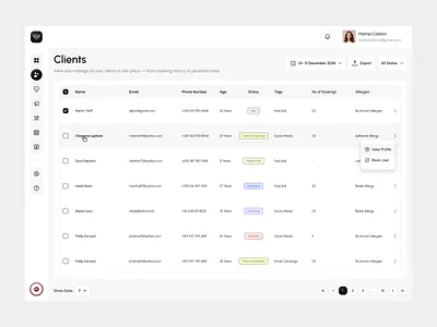 Clients CRUD UI 4px rule design devdock dropdown dropdown menu dsahboard menu icon minimal nav nav icons navigation bar painless.design table ui ui ui design user interface ux web design