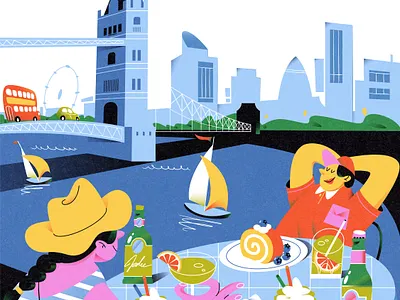 Happy senior couple spending time together in London city europe illustration london people travel vacation vector