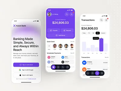 KuickBank - A Scalable banking System app concept banking chart clean finance clean ui dashboard fintech fintech dashboard minimal mobile app money neobank neobank system product design agency scalable design system transaction transaction ui ui ux ui design ux