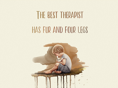 The best therapist has fur and four legs boy cute puppy digiral watercolor illustration digital watercolor illustration illustration print design print on demand wacom watercolor