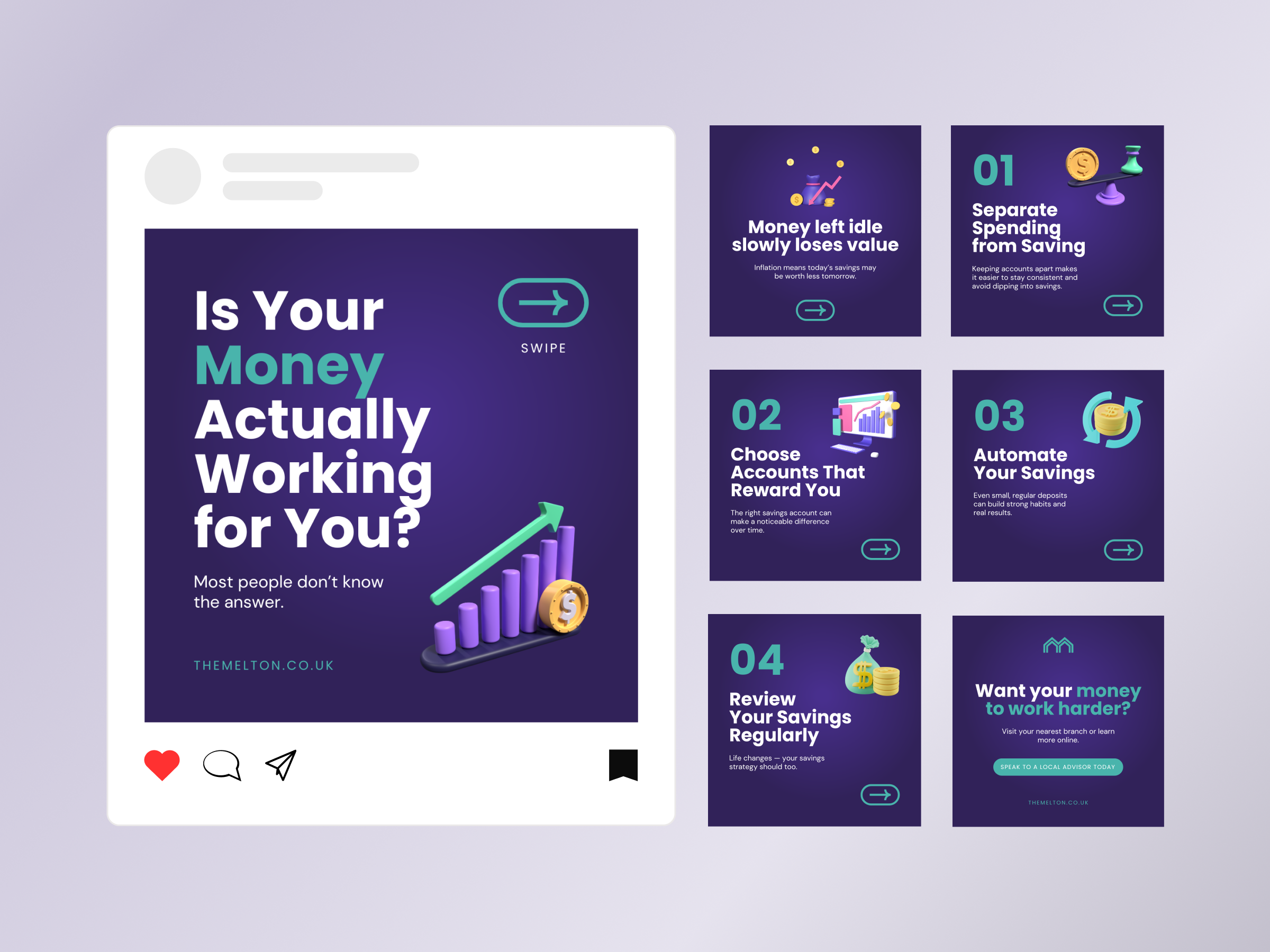 Instagram carousel design for a bank branding graphic design instagram social media ui