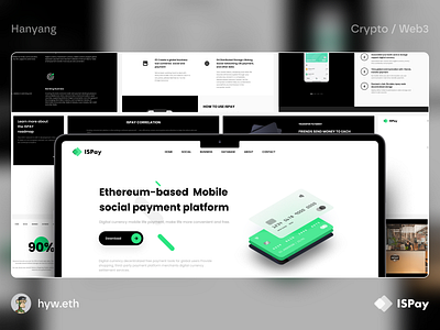 ISPay - Crypto Social Payment Platform Landing page for Website app bitcoin blockchain btc crypto design homepage landing page minimal minimalist nft pay payment platform trade trading ui web web3 website