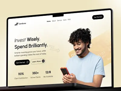Finance - Landing Page UI Design crm design finance finance landing page fintech hero hero section investment landing page landingpage minimal money payment saas startup ui ux web design web site website