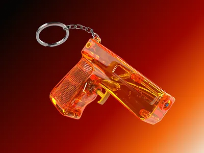 Keychain watergun 3d blender 3d chain glass gun hero key keychain liquid liquid glass orange plastic real render transparent water watergun