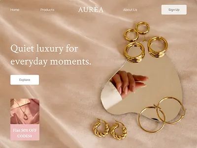 Aurèa - Jewellery Brand Web Design anti tarnish app branding design figma graphic design hero section illustration jewellery jewellery brand landing page logo minimal typography ui ux vector web webdesign webiste