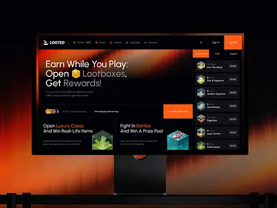 Looted - Open Your Case app case design game gamebling ui uiux web website