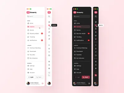 Sidebar Navigation app design collapse dark mode dashboard design menu mobile design modern navigation navigation bar side bar side menu side nav side navigation ui ui design uiux user interface design ux web app