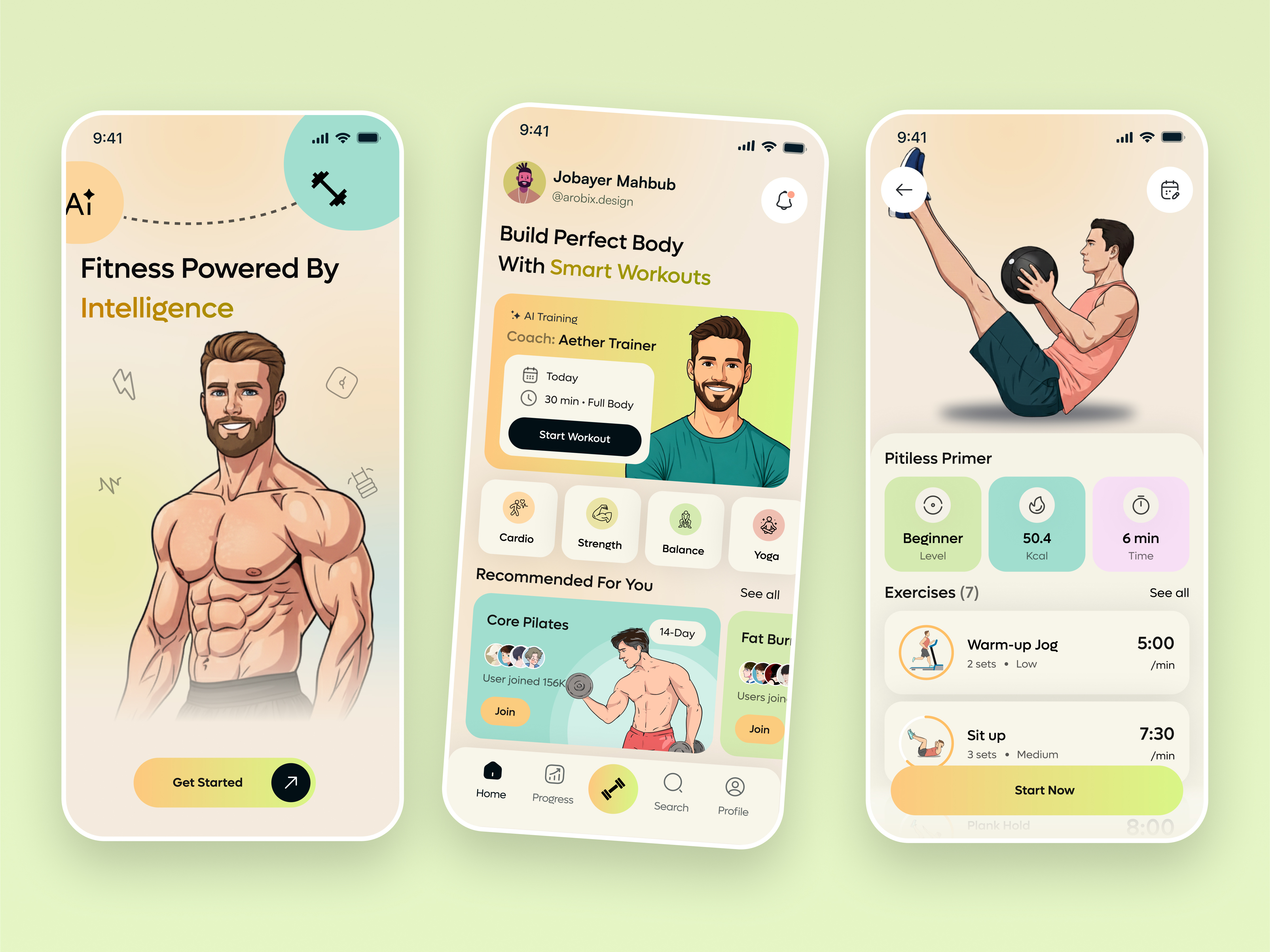 AI Fitness App UI – Smart Workout Experience ai app ai fitness ai health app design app ui fitness fitness app fitness mobile app food gym habit tracking app havit health healthy ios planner sport training ui workout