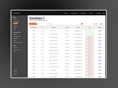 Ledgerly - Invoice Section UI UX Design ui