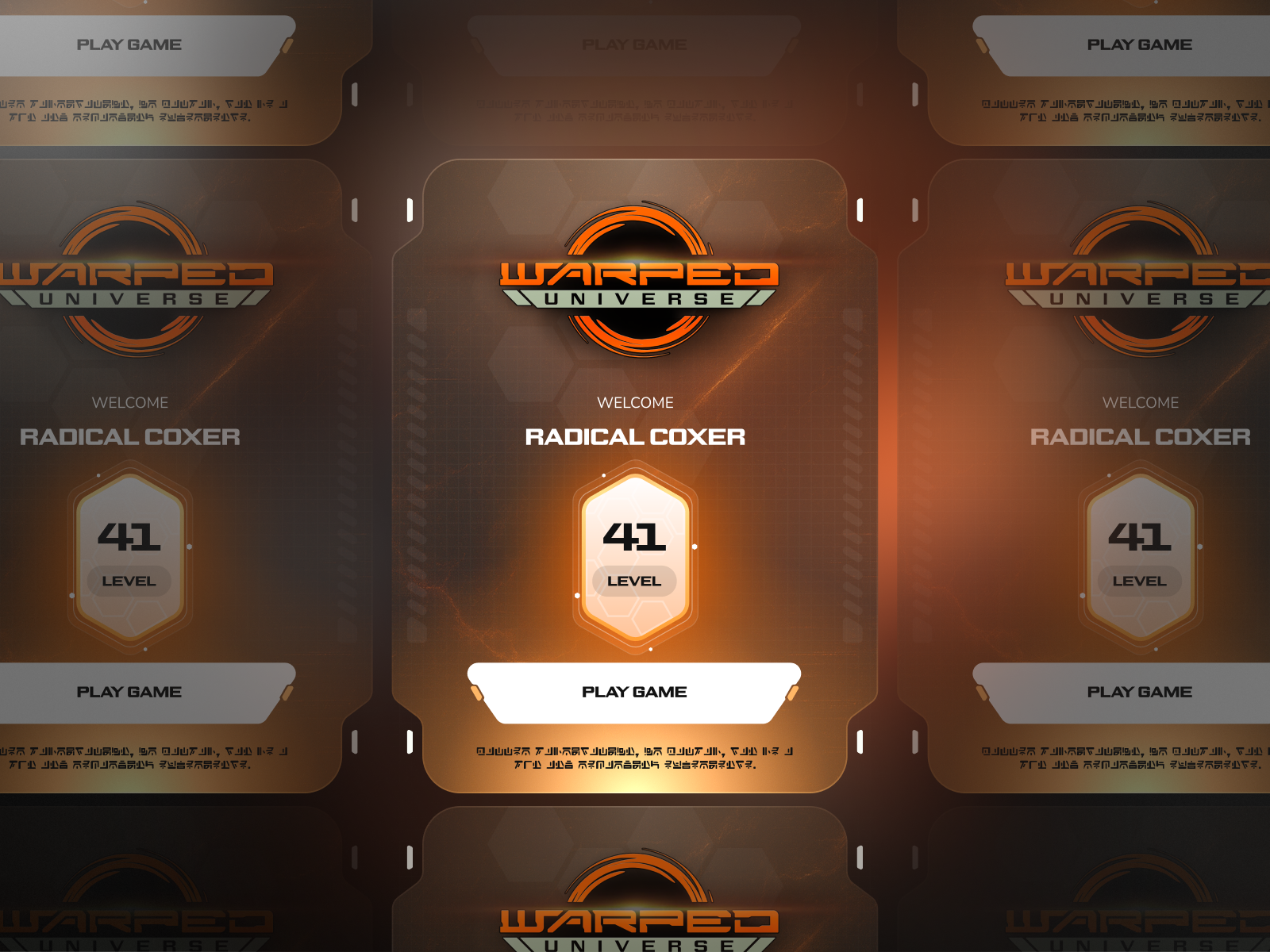 Example of Player Card UI for Warped Universe