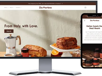 ZiaMartina – Italian Bakery Store branding design dropshipping store ecommerce store graphic design illustration logo shopify shopify store ui website design