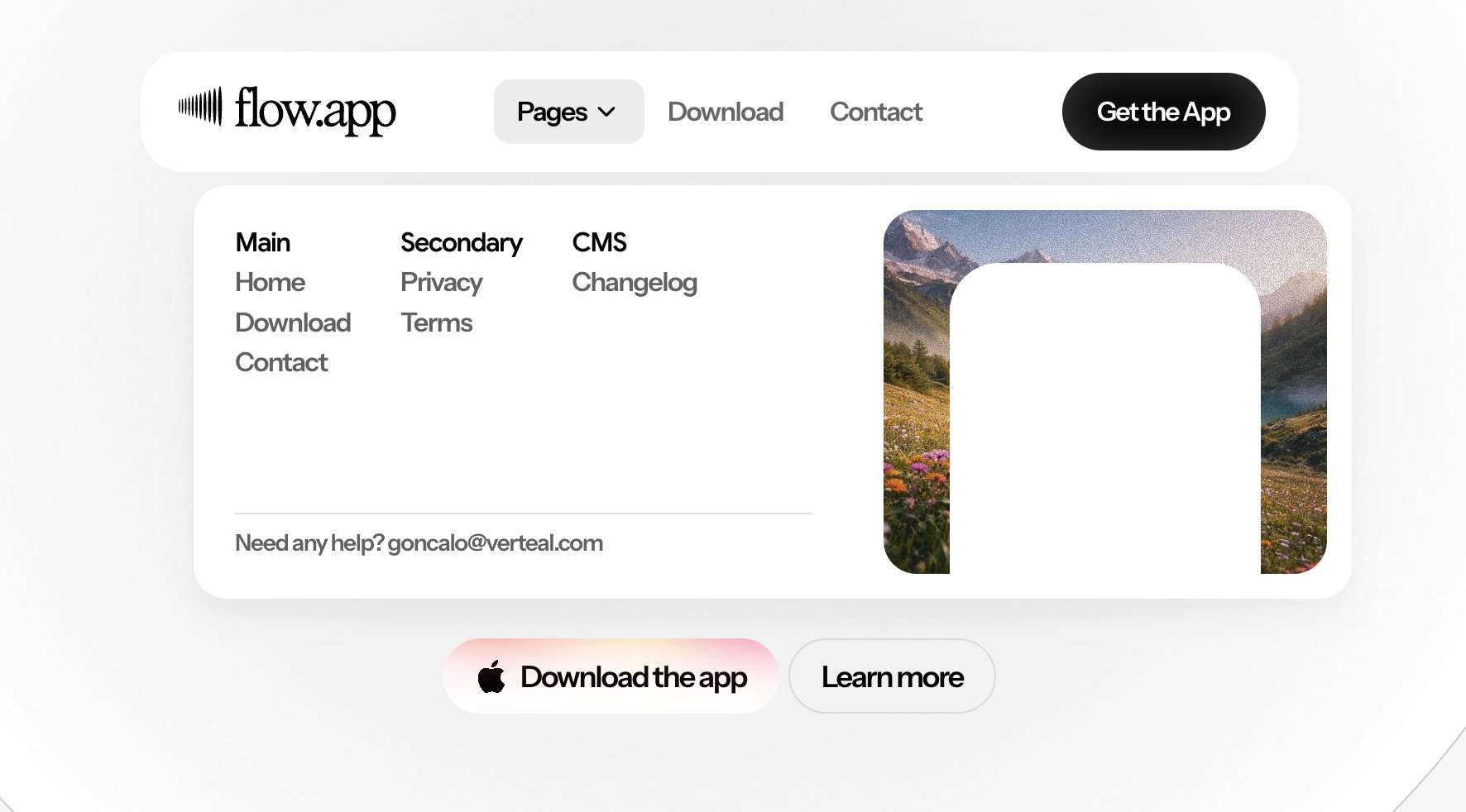 Menu for mobile app website ui