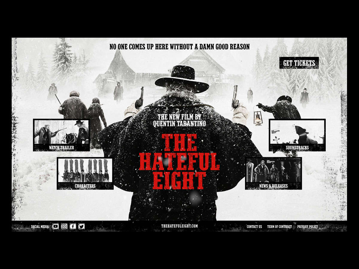 The hateful eight - promo page adversting website entertainment entertainment website landing page movie design movie website promotional website the hateful eight ui