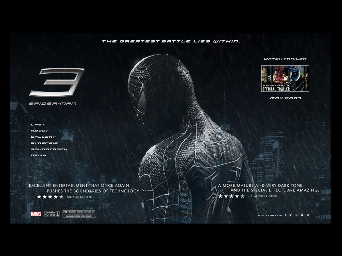 Spider man 3 - Website design adversting website entertainment entertainment website landing page marvel website movie design movie website promotional website spider man spider man 3 webdesign