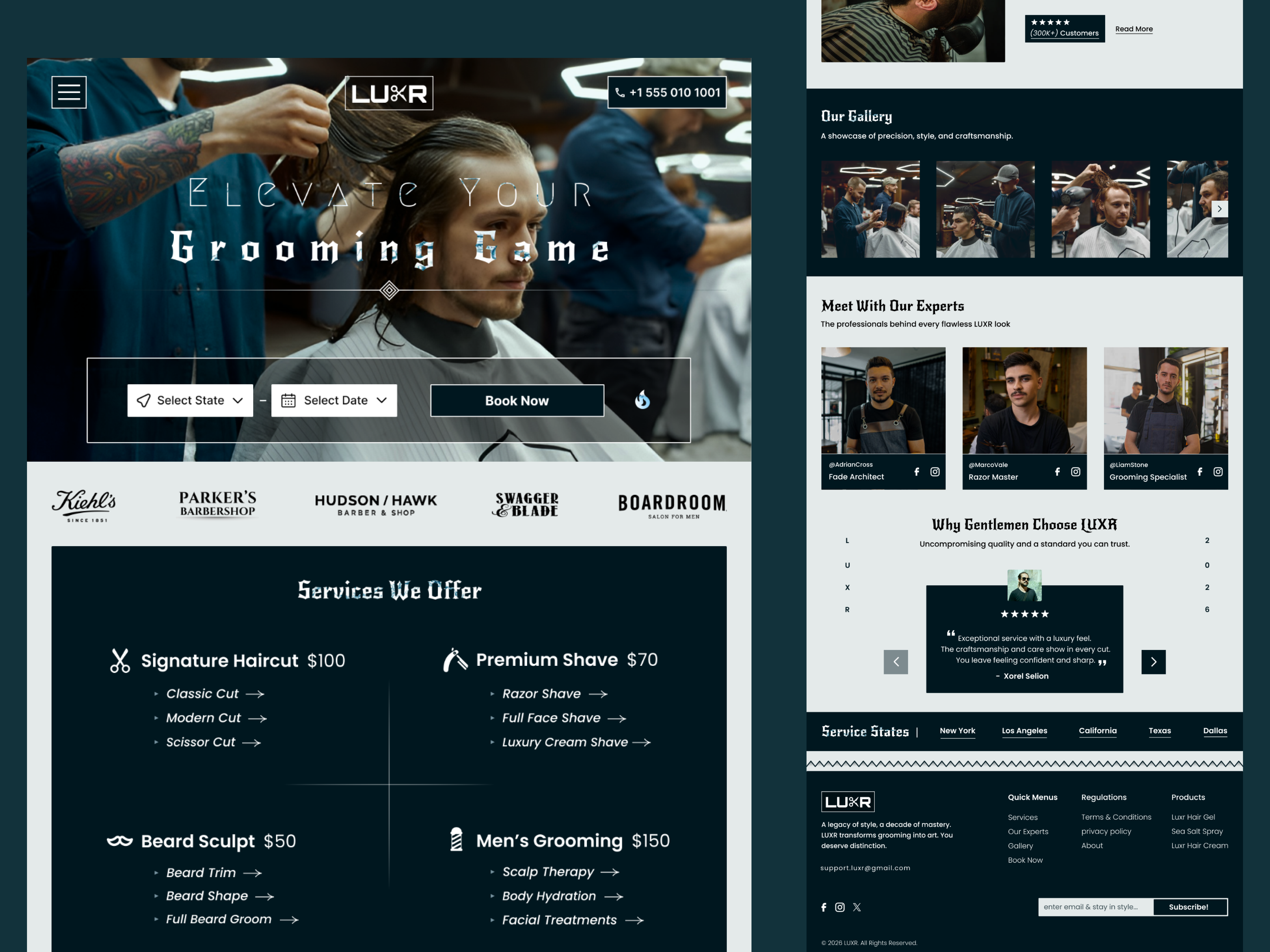 LUXR Barber Shop Website UI Design barber barber shop barber website ui uiux user interface design website ui
