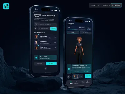 Social Fitness Mobile App UI – Ready Player Fit 3d animation graphic design ui