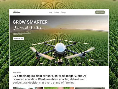 Data-Driven Farming agriculture agrotech ai analytics clean ui dashboard design data visualization digital farming farming dashboard iot landing page modern website product design saas smart farming startup sustainability technology ui design ux design web design