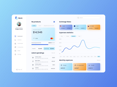 Dashboard(light theme) design ui web design