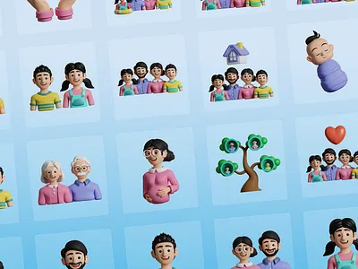 3D Family Icons 3d branding design graphic design icons illustration