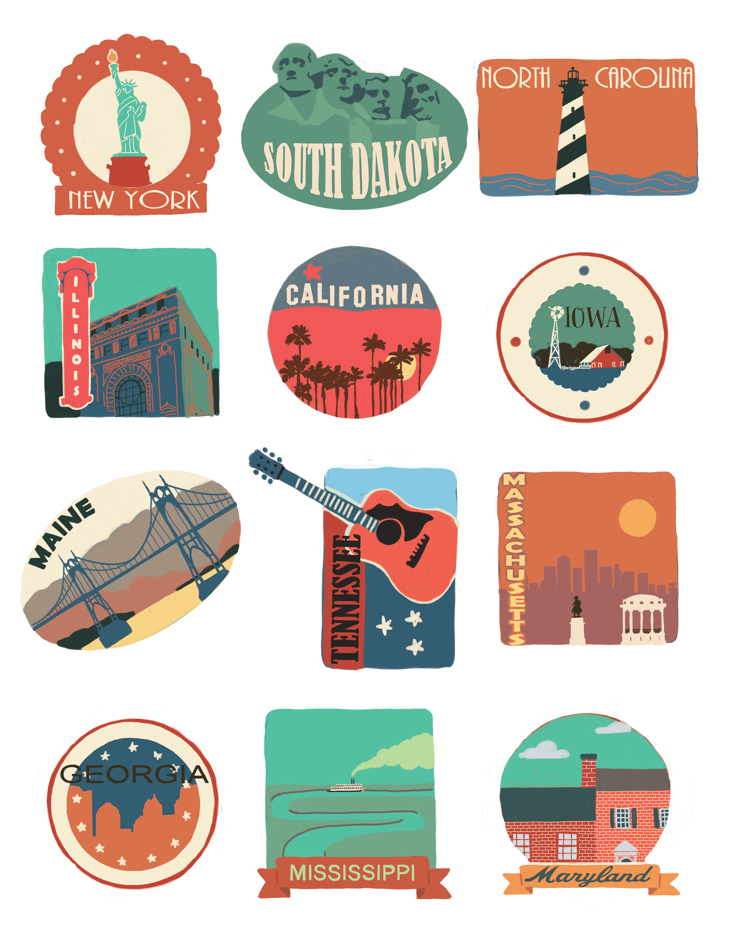 Travel stickers illustration photoshop