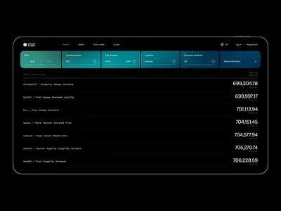 P2P Trade [3] crypto dark finance grid minimal p2p typography