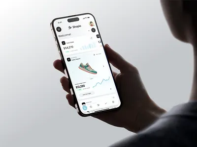 Shopio – Mobile App UI UX Design for Ecommerce 3d adidas app branding chart dashboard ecommerce graphic design logo motion graphics new nike shoes ui